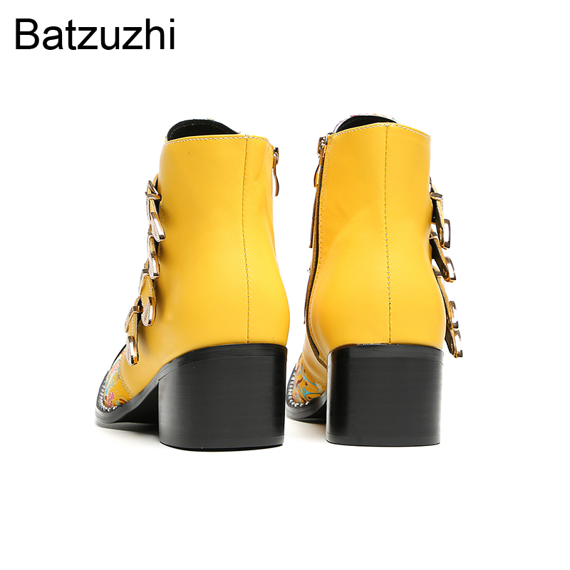 Men Shoes Yellow - Batzuzhi 6.5cm Topuklu Moda Sarı Erkek