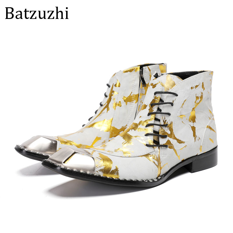 Men Shoes Yellow - Batzuzhi Sarı Hakiki Deri Ayakkabı Botları