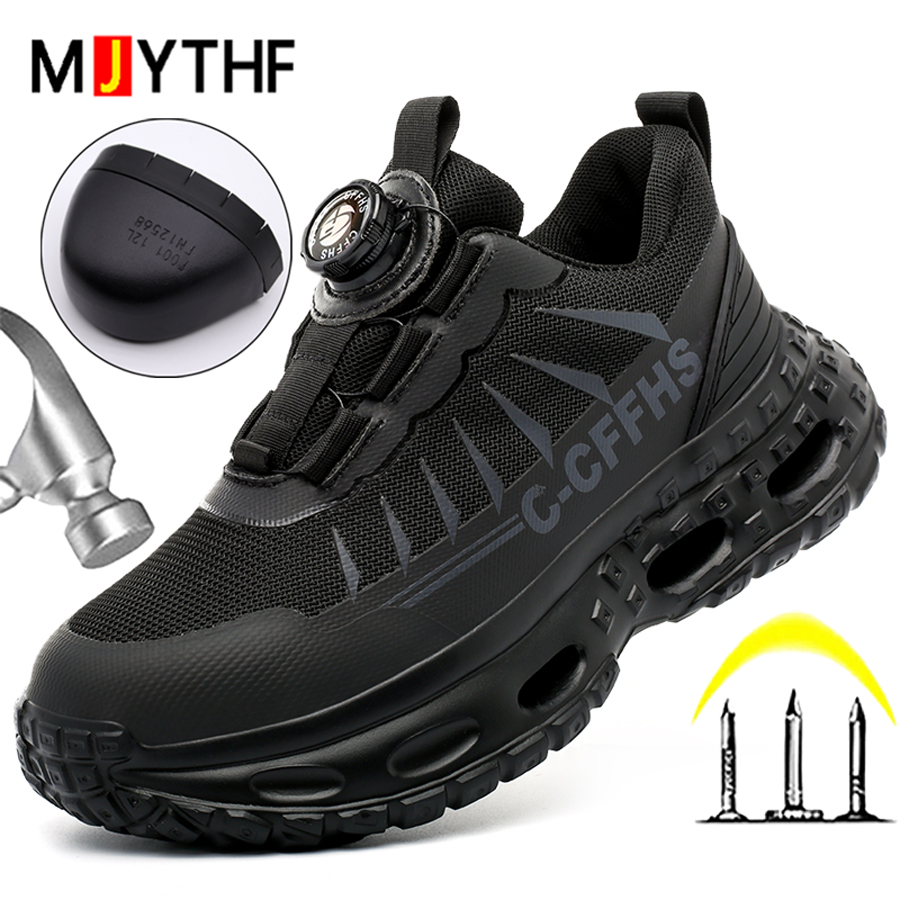 Work Boot Steel Toe - Döner düğmeli kadın güvenlik ayakkabıları anti-smash