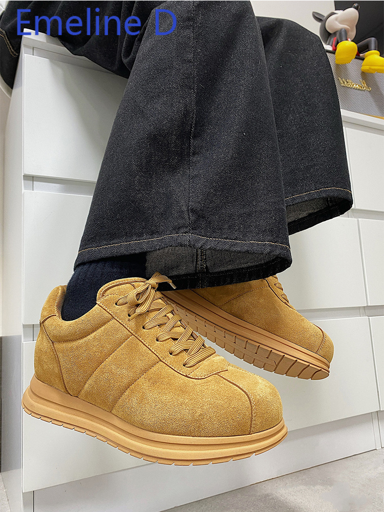 Men Shoes Yellow - Sarı Kalın Tabanlı Bağcıklı Ekmek Ayakkabılar