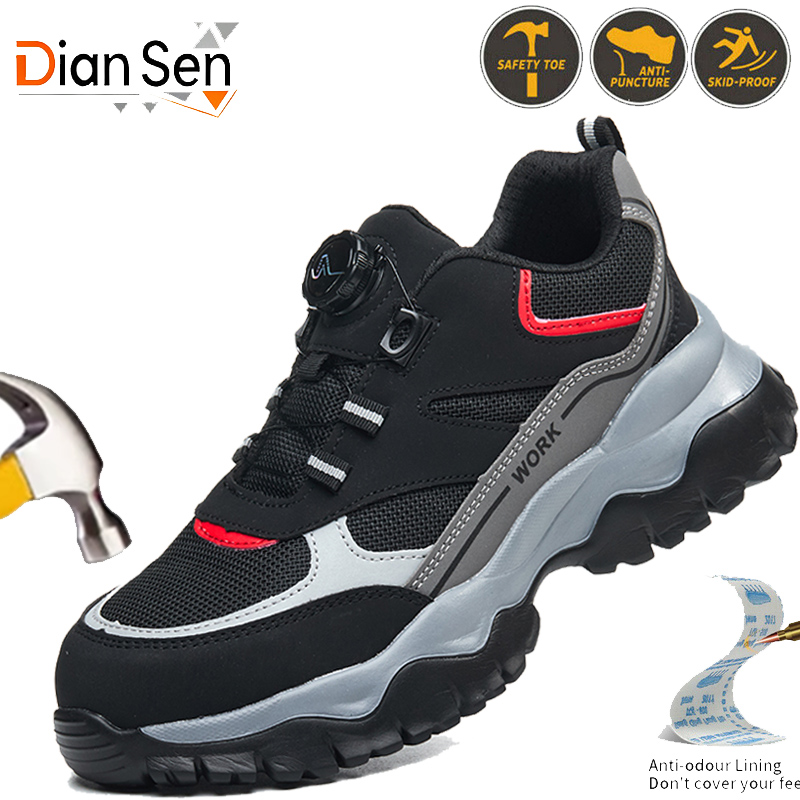 Work Boot Steel Toe - Yıkılmaz Ayakkabılar Erkek Döner Düğmeli Güvenlik